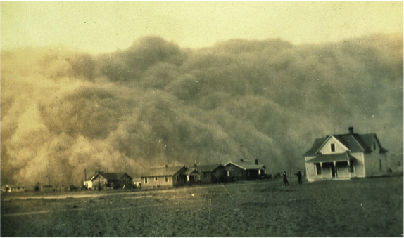 photo prise en 1935 au Texas sur les premiers nuages de la Dust Bowl